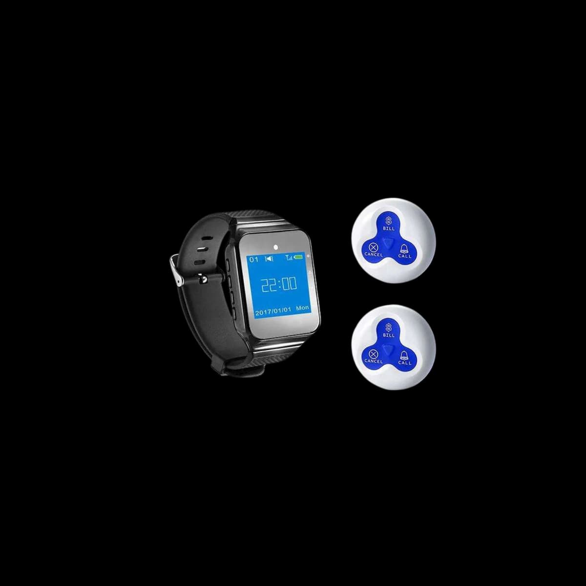 Waiter calling set with eight table buttons and one wrist receiver
